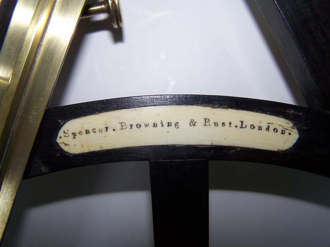 A beautiful ebony Octant by Spencer Browning & Rust with its' original painted and stenciled case having the initials 'W E B' circa 1820. — image 3